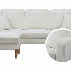 Canapé d'angle réversible en tissu "Gabby" – 3 places, style scandinave, blanc