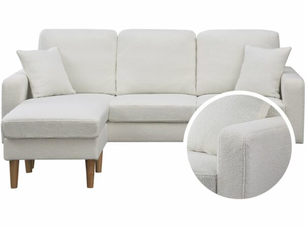 Canapé d'angle réversible en tissu "Gabby" – 3 places, style scandinave, blanc