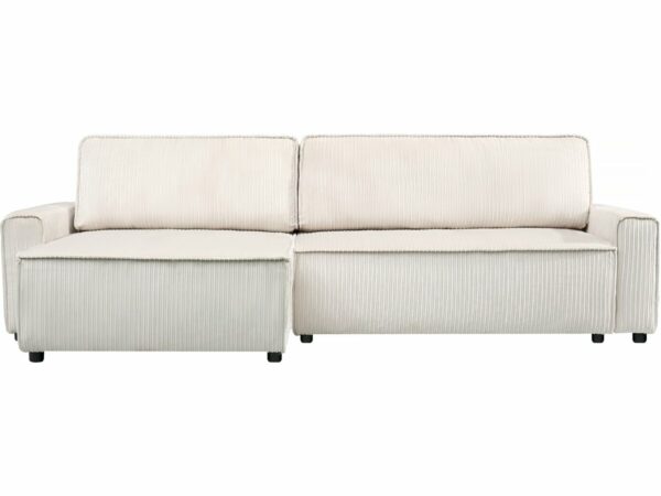 Canapé d'angle convertible et réversible en velours côtelé "Montaigne" – 3 places, Beige, Pratique et Élégant