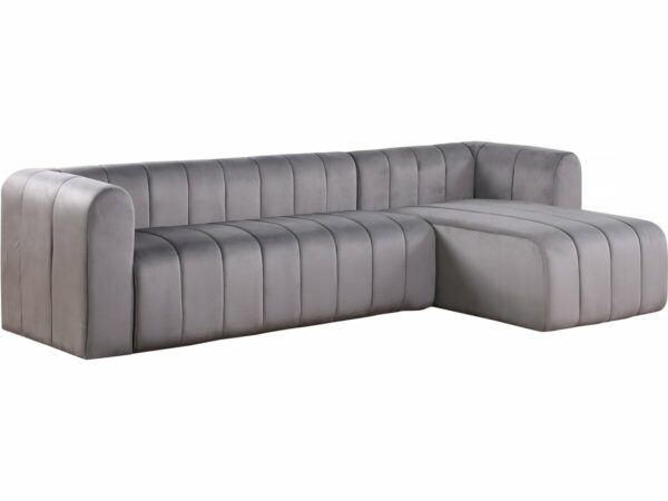 Canapé d'angle en Velours "Victor Hugo" 3 Places - Gris, Design Contemporain et Confortable