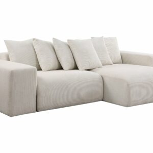 Canapé d'angle en velours côtelé "Rivoli" Beige - Confort et Élégance pour votre Salon