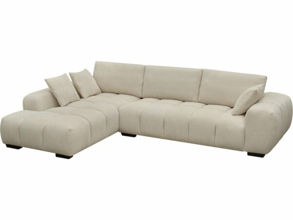 Canapé d'angle en tissu beige "Monceau" - 3 places, style moderne et convivial