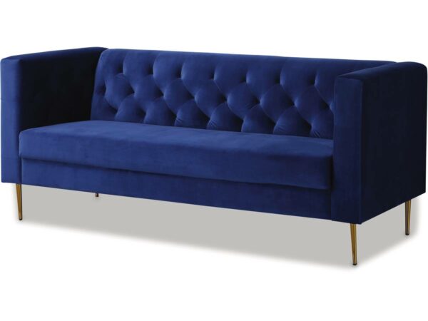 Canapé Fixe en Velours "Bruce" 3 Places Bleu Foncé – Confort & Élégance pour Votre Salon