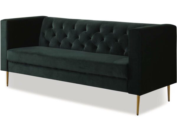 Canapé Fixe en Velours "Bruce" 3 Places Vert Foncé - Confort Élégant et Durable