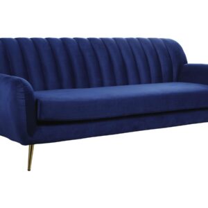 Canapé fixe en velours "Evans" 3 places - Bleu foncé - Dimensions 195x84x82 cm