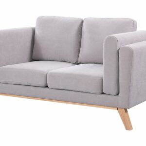 Canapé fixe tissu "Elizabeth" 2 places – Gris Clair – Design vintage et moderne