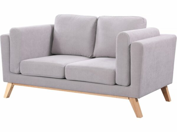 Canapé fixe tissu "Elizabeth" 2 places – Gris Clair – Design vintage et moderne