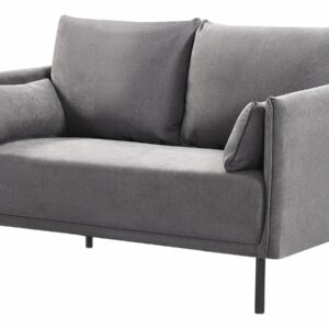 Canapé Fixe en Tissu "Rudy" - 2 Places Gris Foncé, Style Scandinave - 132x78x88 cm