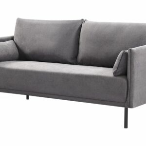 Canapé fixe en tissu "Rudy" 3 places - Gris foncé, style scandinave, confortable et moderne