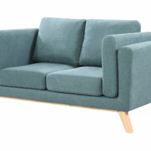 Canapé fixe en tissu "Elizabeth" 2 places - Design vintage et moderne - Turquoise (165x87x84 cm)