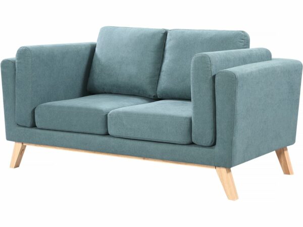 Canapé fixe en tissu "Elizabeth" 2 places - Design vintage et moderne - Turquoise (165x87x84 cm)