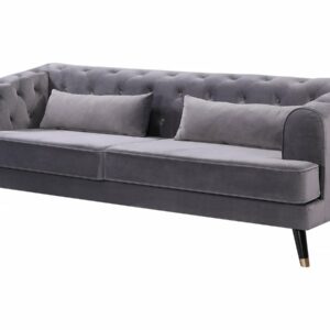 Canapé fixe en velours "Gloria" 3 places - Gris, 216 x 86 x 76 cm | Modernité & Confort