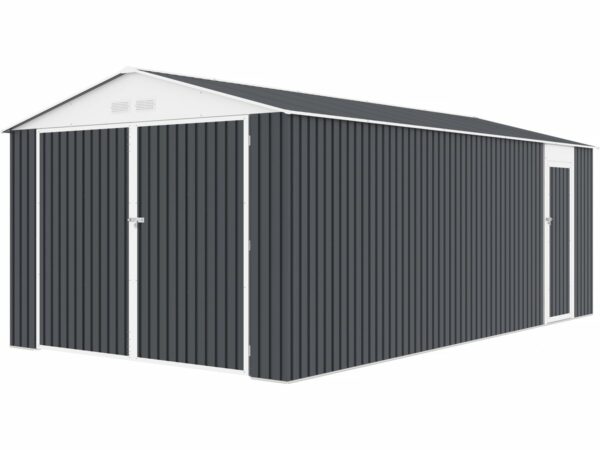 Garage en métal "Houston" 18,56m² Anthracite – Résistant aux intempéries, Facile à Installer