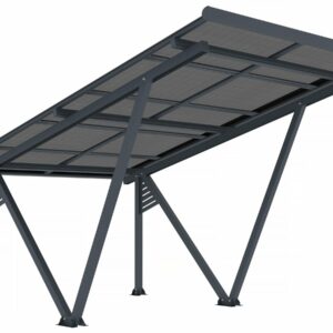 Carport Solaire en Aluminium avec Panneaux Photovoltaïques 4,1 kW - Gris Froid - Modernisez votre Extérieur et Produisez votre Énergie