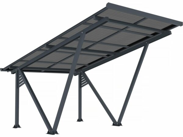 Carport Solaire en Aluminium avec Panneaux Photovoltaïques 4,1 kW - Gris Froid - Modernisez votre Extérieur et Produisez votre Énergie
