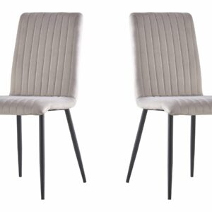 Lot de 2 Chaises Velours "Henley" Gris Clair - Confort & Design Moderne