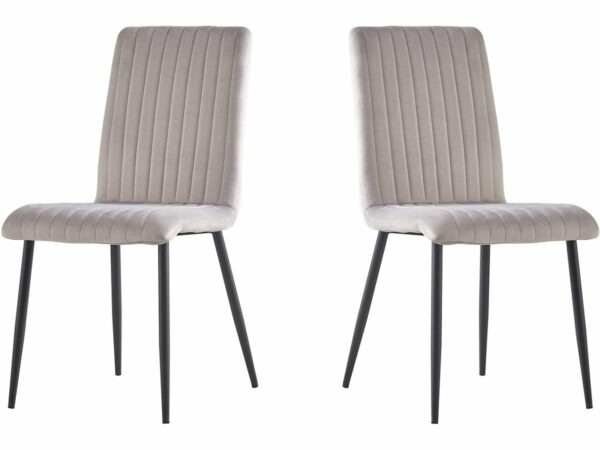 Lot de 2 Chaises Velours "Henley" Gris Clair - Confort & Design Moderne