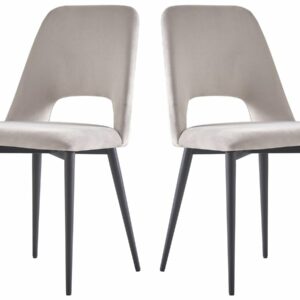 Lot de 2 Chaises Velours "Fedora" Gris Clair – Design Moderne et Confort Optimal