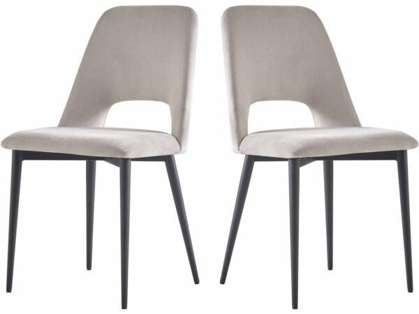 Lot de 2 Chaises Velours "Fedora" Gris Clair – Design Moderne et Confort Optimal