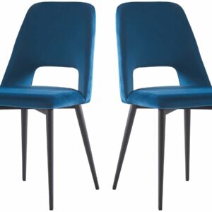 Lot de 2 Chaises en Velours "Fedora" Bleu Foncé – Design Moderne et Confort Optimal