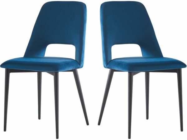 Lot de 2 Chaises en Velours "Fedora" Bleu Foncé – Design Moderne et Confort Optimal