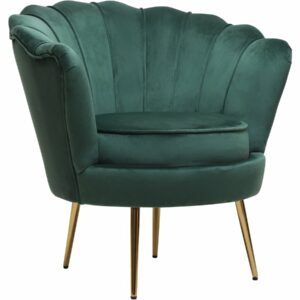Fauteuil en Velours "Floria" Vert - Style Élégant et Confortable pour Intérieur - 75x68x77.5cm