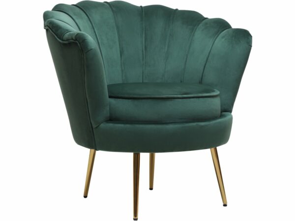 Fauteuil en Velours "Floria" Vert - Style Élégant et Confortable pour Intérieur - 75x68x77.5cm