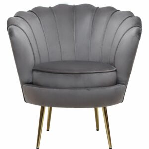 Fauteuil en Velours "Floria" Gris 75x68x77.5 cm – Confort et Élégance pour Intérieur