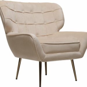 Fauteuil en Velours "Austin" - 79x71x79.5 cm - Beige, Élégance et Confort pour votre Intérieur