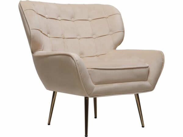 Fauteuil en Velours "Austin" - 79x71x79.5 cm - Beige, Élégance et Confort pour votre Intérieur