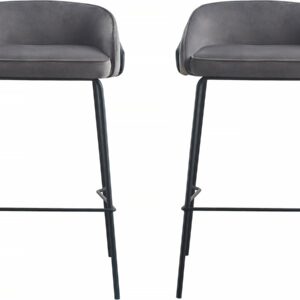 Lot de 2 Chaises Hautes en Velours Gris "Eira" – Design Moderne et Confort