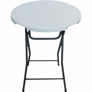Table haute pliante en plastique blanche Ø 80 cm "Lili" – idéale pour terrasse, cuisine ou événements