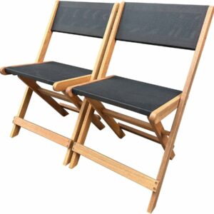 Lot de 2 Chaises Pliantes en Bois Exotique "Seoul" - Maple - Noir – Résistantes et Modernes