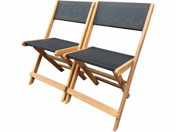 Lot de 2 Chaises Pliantes en Bois Exotique "Seoul" - Maple - Noir – Résistantes et Modernes