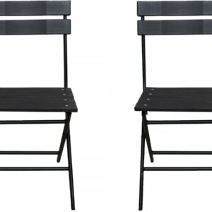 Lot de 2 Chaises de Jardin Pliable "Tenerife" en Plastique Gris Anthracite