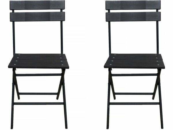 Lot de 2 Chaises de Jardin Pliable "Tenerife" en Plastique Gris Anthracite