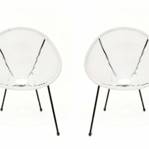 Lot de 2 fauteuils de jardin "Ania" Blanc – Style rétro, design iconique et résistants aux intempéries