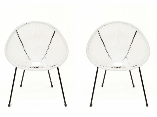 Lot de 2 fauteuils de jardin "Ania" Blanc – Style rétro, design iconique et résistants aux intempéries