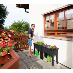 Kit de 3 carrés potagers "Urban" sur pieds avec serre – Dimensions 75x37x65 cm – Fabriqué en matériaux recyclés