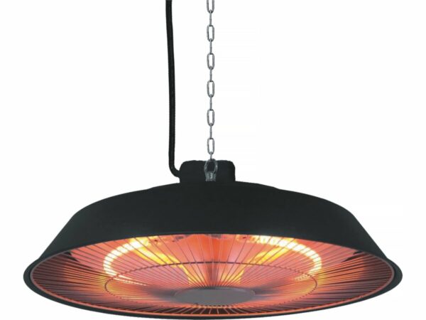 Chauffage électrique suspendu 1500W noir pour extérieur – Chauffage infrarouge moderne et puissant