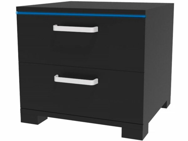 Chevet LED "Karina" Noir – 41x38x41.5 cm, Éclairage LED et Rangement Fonctions