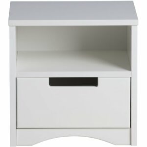 Table de Chevet Enfant "Classic" - Naturel et Blanc - 40,5 x 39,5 x 30,5 cm, Bois
