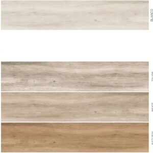 Carrelage imitation bois - Série ATELIER - Plinthe - Dimensions: 8 x 60 cm - BLANCO