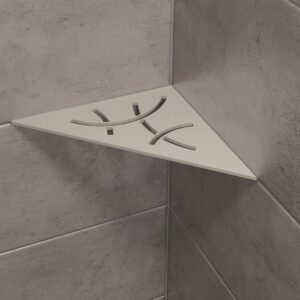 Étagère d'angle de douche Shelf- E-S1 - CURVE - Aluminium Structuré Noir Mat - 210 x 210 mm