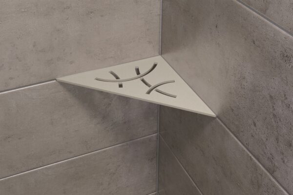 Étagère d'angle de douche Shelf- E-S1 - CURVE - Aluminium Structuré Noir Mat - 210 x 210 mm