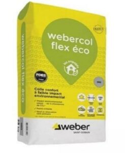 Mortier colle carrelage et pierre WEBERCOL PRO ECO – Réduit CO2 – Coloris : Blanc
