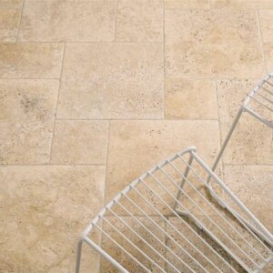 Carrelage de sol intérieur effet pierre AQUITAINE Module - Beige naturel - Module composé de 4 formats