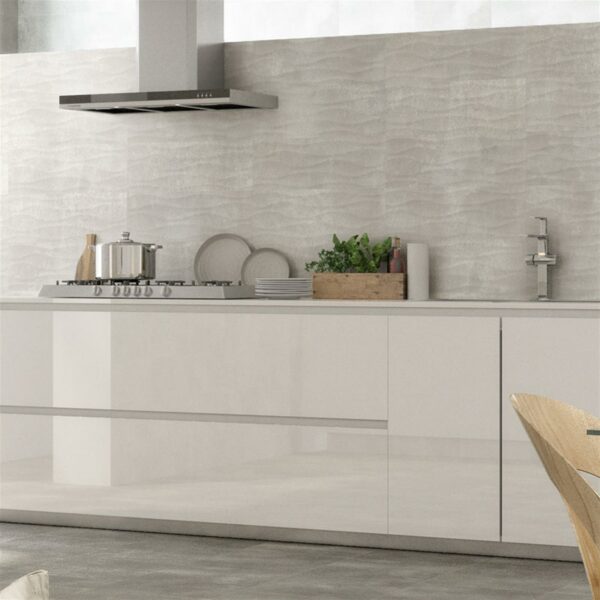 Faience effet béton DUOMO SELECT Décor Vague 20x60 cm - White - Finition mate