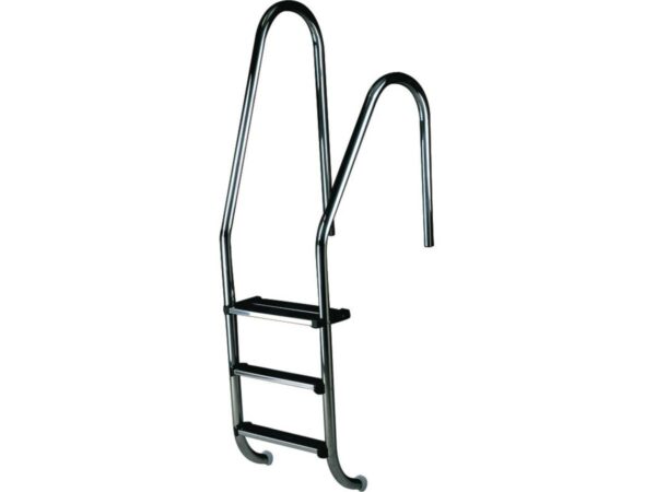 Echelle asymétrique pour piscine en inox – 4 marches avec main courante, sécurisée et antidérapante