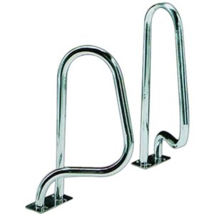 Sorties de bain pour piscine en acier inoxydable - 75 x 90 cm, modèle croisé avec platines rectangulaires